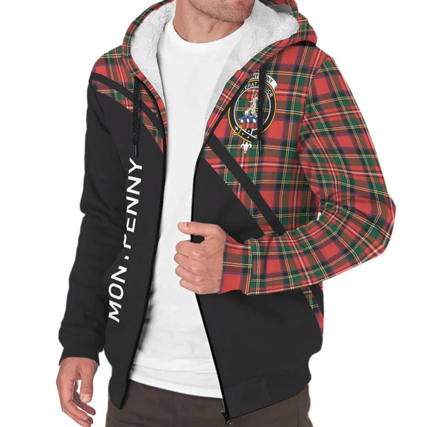 Scottish Monypenny Clan Crest Tartan Curve Sherpa Hoodie
