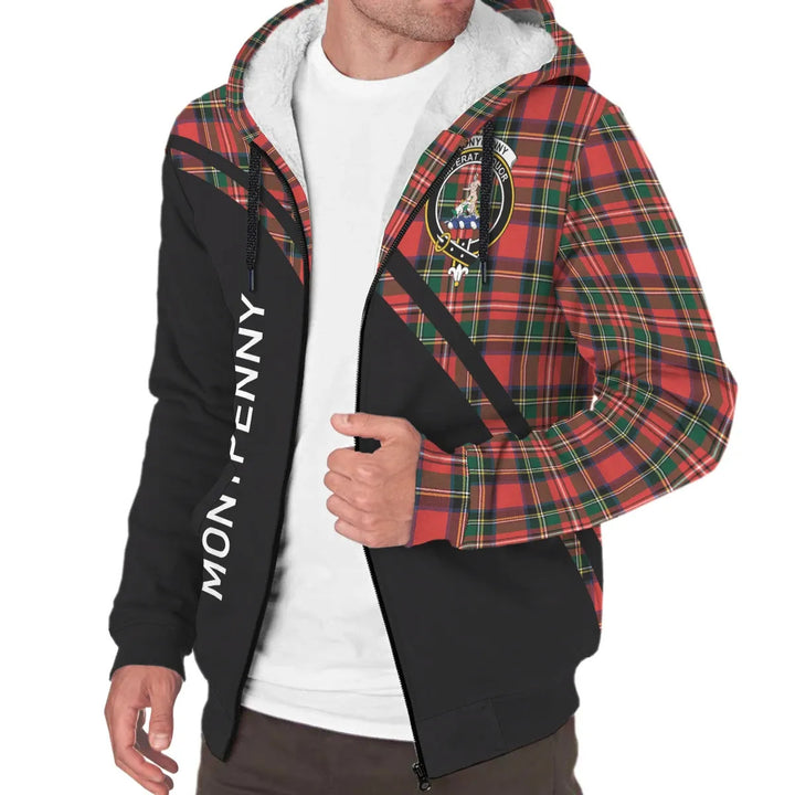 Scottish Monypenny Clan Crest Tartan Curve Sherpa Hoodie