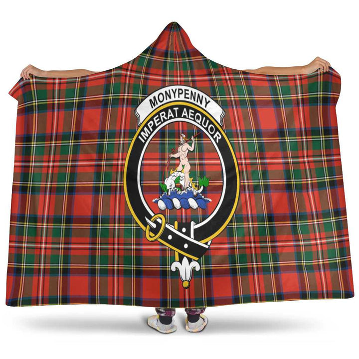 Scottish Monypenny Clan Crest Tartan Hooded Blanket Tartan Plaid 1