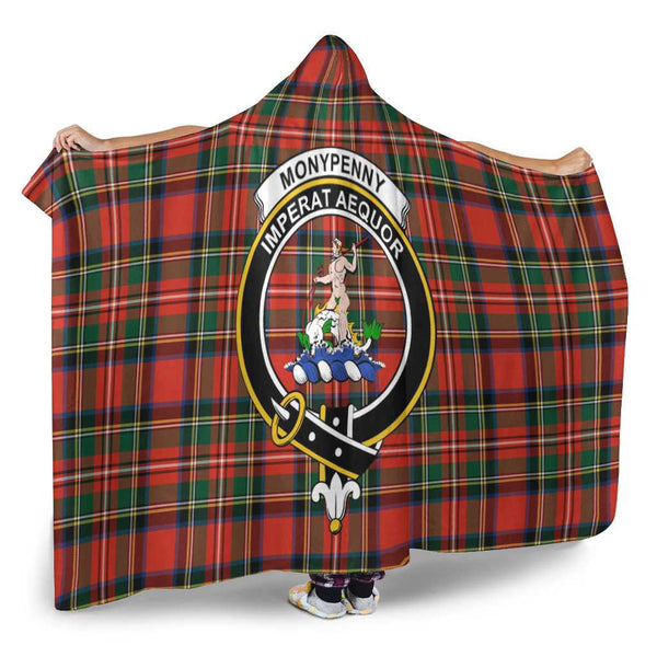 Scottish Monypenny Clan Crest Tartan Hooded Blanket Tartan Plaid 2