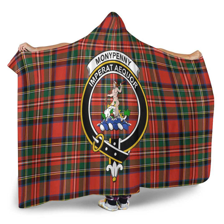 Scottish Monypenny Clan Crest Tartan Hooded Blanket Tartan Plaid 2