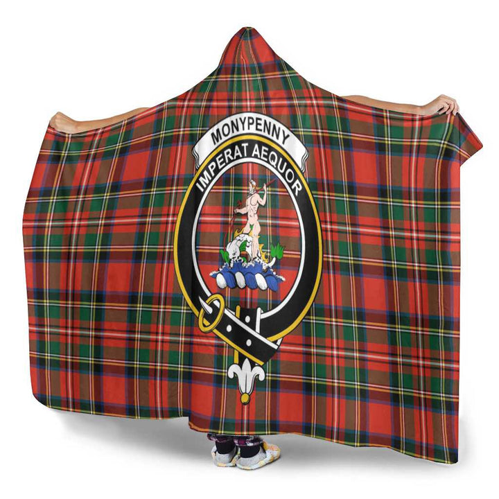 Scottish Monypenny Clan Crest Tartan Hooded Blanket Tartan Plaid 3