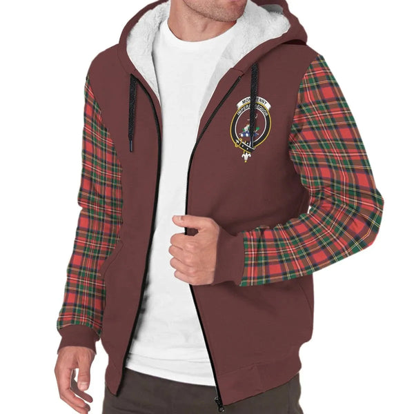 Scottish Monypenny Clan Crest Tartan Plaid Sleeve Sherpa Hoodie