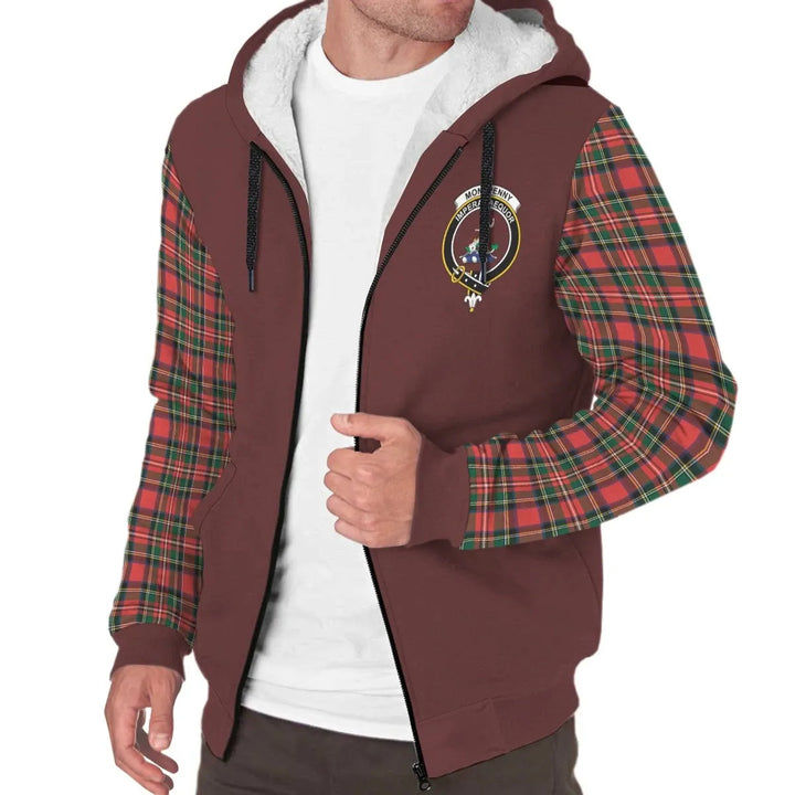 Scottish Monypenny Clan Crest Tartan Plaid Sleeve Sherpa Hoodie