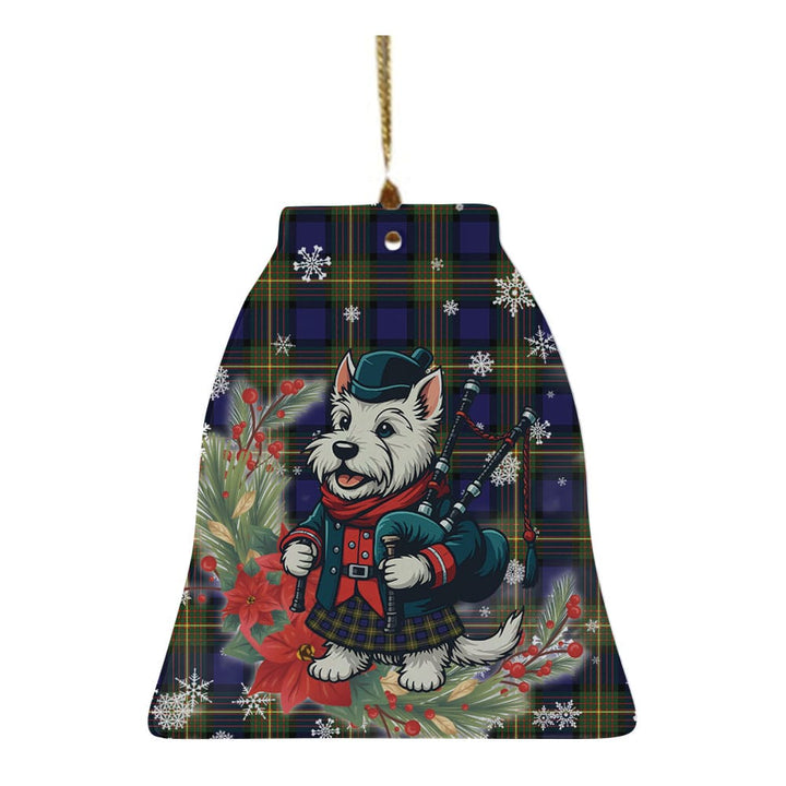 Scottish More (Muir) Clan Tartan Ceramic Ornament Cute Scottish Terrier Dog Bell Style Tartan Plaid