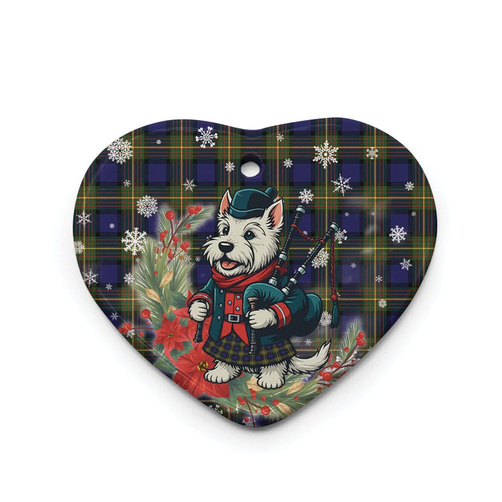 Scottish More (Muir) Clan Tartan Ceramic Ornament Cute Scottish Terrier Dog Heart Style Tartan Plaid