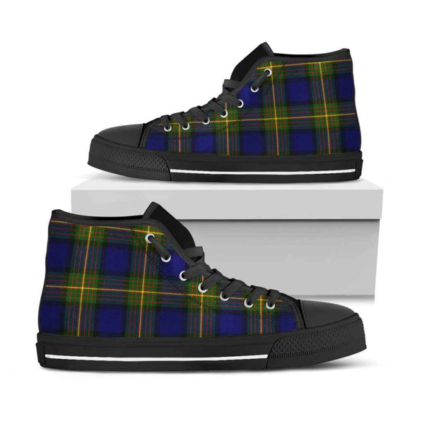 Scottish More (Muir) Clan Tartan High Top Shoes Black Sole Tartan Plaid