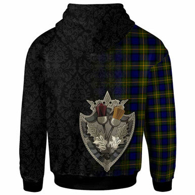 Scottish More (Muir) Clan Tartan Hoodie - Half Thistle Flowers Celtic Design Back Side Tartan Plaid