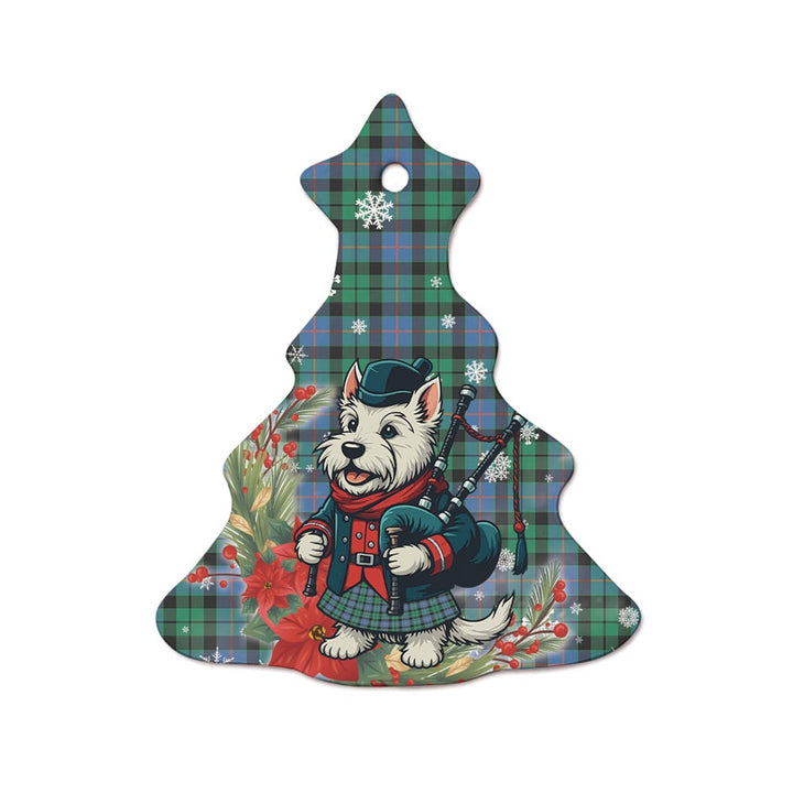 Scottish Morrison Ancient Clan Tartan Ceramic Ornament Cute Scottish Terrier Dog Tree Style Tartan Plaid