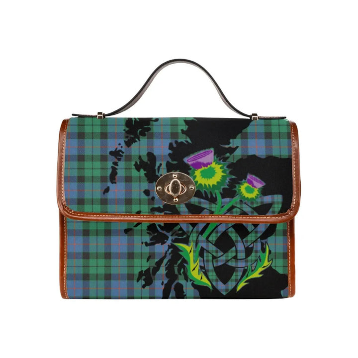Scottish Morrison Ancient Clan Tartan Waterproof Canvas Bag With Thistle Tartan Plaid 1