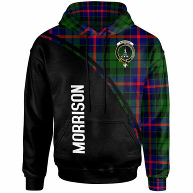 Scottish Morrison Clan Crest Tartan Curve Hoodie Front Side Tartan Plaid