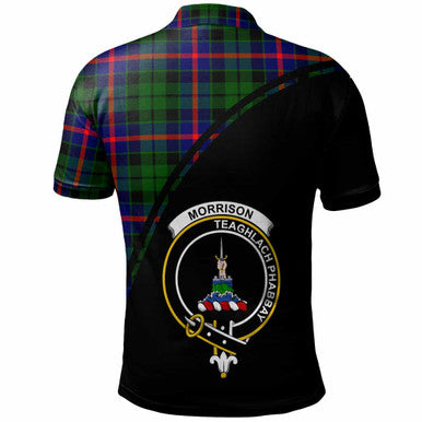 Scottish Morrison Clan Crest Tartan Curve Polo Shirt Back Side Tartan Plaid