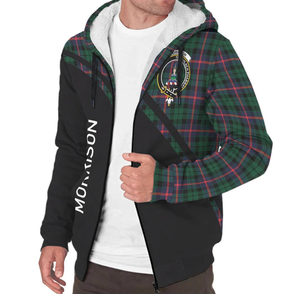 Scottish Morrison Clan Crest Tartan Curve Sherpa Hoodie