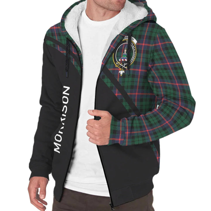 Scottish Morrison Clan Crest Tartan Curve Sherpa Hoodie