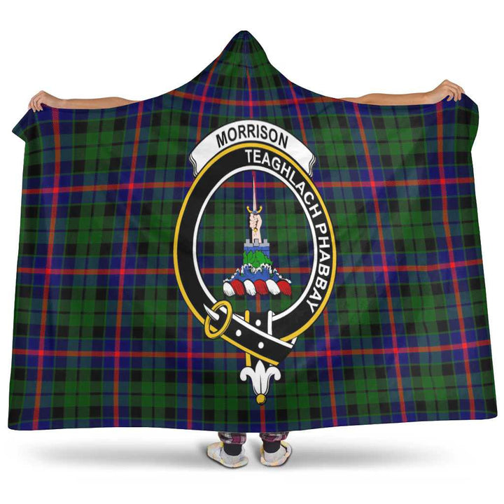 Scottish Morrison Clan Crest Tartan Hooded Blanket Tartan Plaid 1