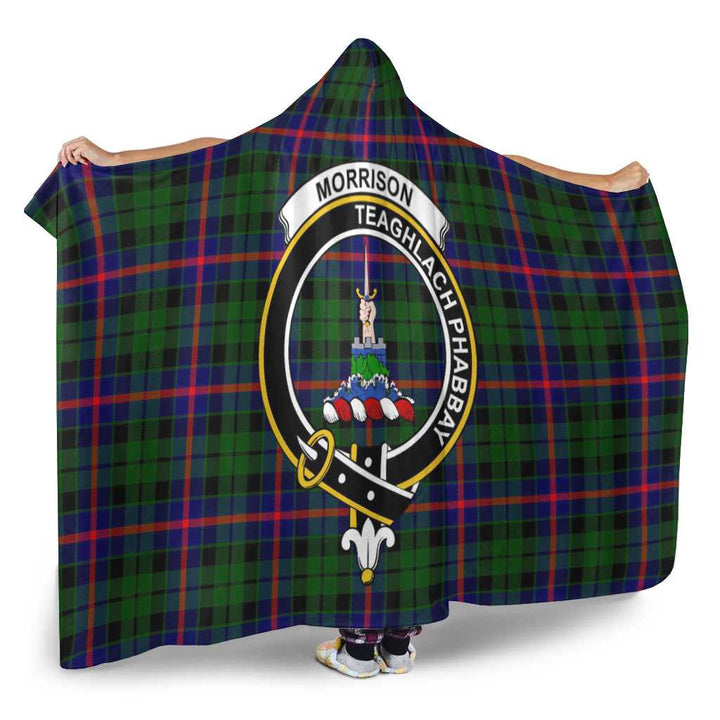 Scottish Morrison Clan Crest Tartan Hooded Blanket Tartan Plaid 2