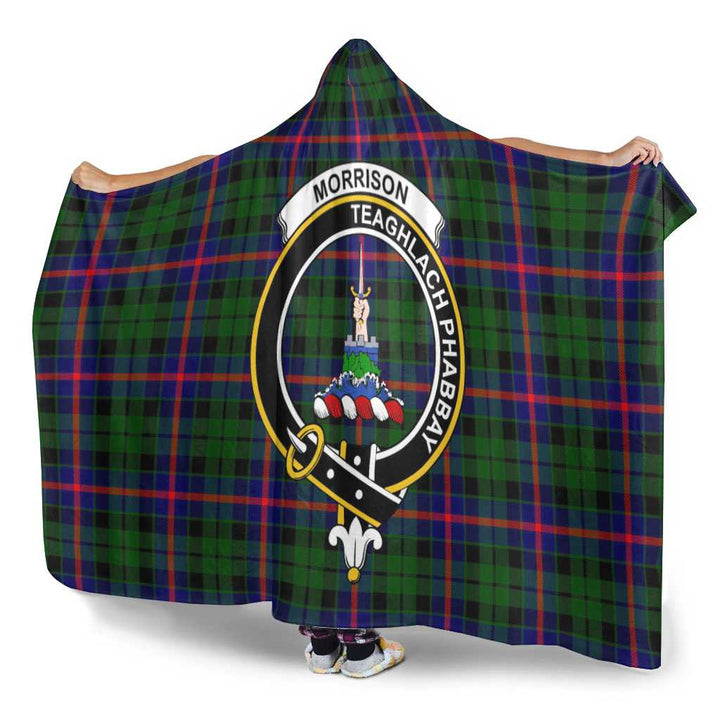 Scottish Morrison Clan Crest Tartan Hooded Blanket Tartan Plaid 3