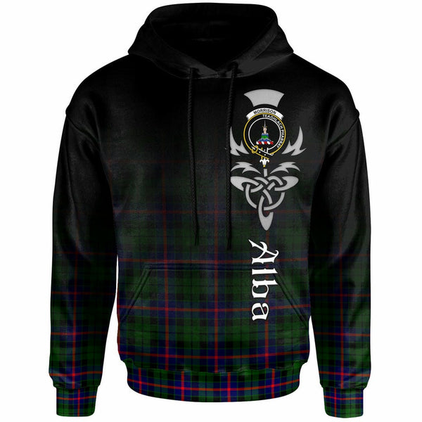 Scottish Morrison Clan Crest Tartan Hoodie - Alba Gu Brath Family Crest Celtic Inspired Front Side Tartan Plaid