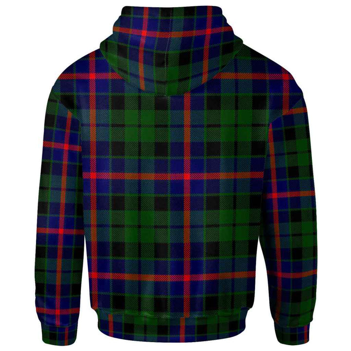 Scottish Morrison Clan Crest Tartan Hoodie Back Side Tartan Plaid
