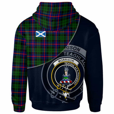 Scottish Morrison Clan Crest Tartan Hoodie - Bend Style Back Side Tartan Plaid