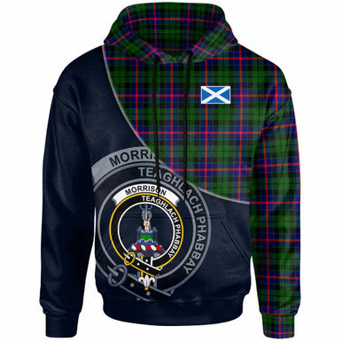 Scottish Morrison Clan Crest Tartan Hoodie - Bend Style Front Side Tartan Plaid