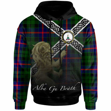 Scottish Morrison Clan Crest Tartan Hoodie - Scotland Lion Front Side Tartan Plaid