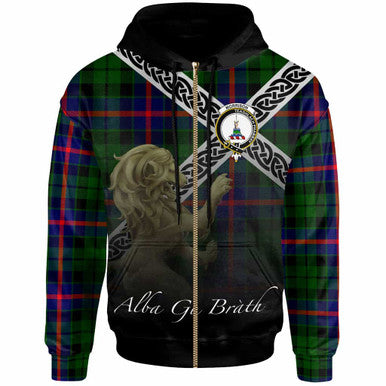 Scottish Morrison Clan Crest Tartan Hoodie - Scotland Lion Zip-up Tartan Plaid