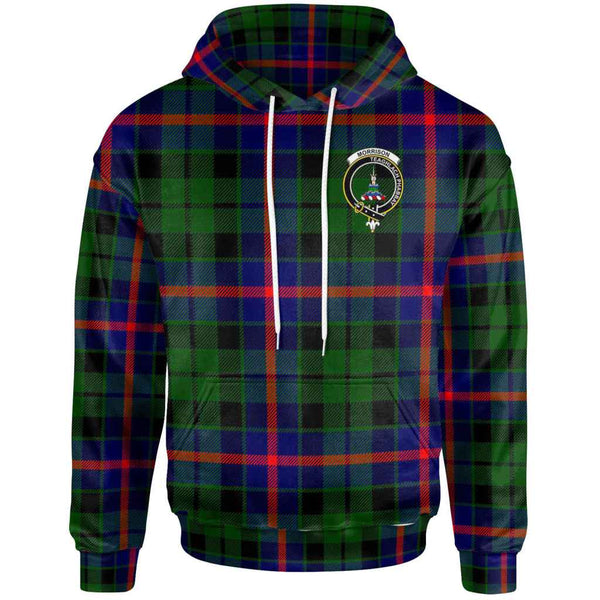 Scottish Morrison Clan Crest Tartan Hoodie Front Side Tartan Plaid