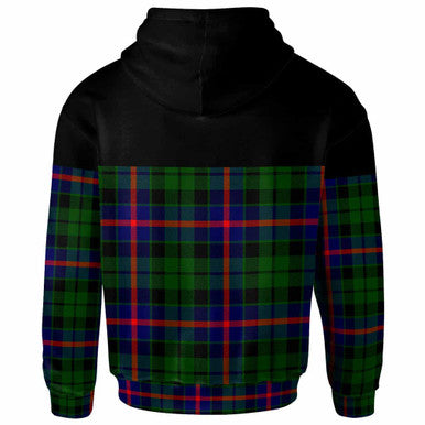 Scottish Morrison Clan Crest Tartan Hoodie - Horizontal Style Back Side Tartan Plaid