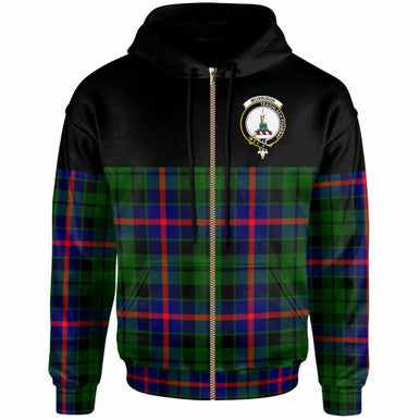 Scottish Morrison Clan Crest Tartan Hoodie - Horizontal Style Zip-up Tartan Plaid