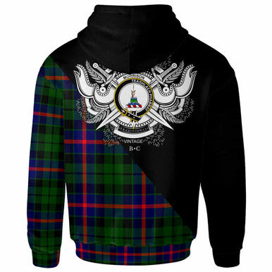 Scottish Morrison Clan Crest Tartan Hoodie - Military Logo Back Side Tartan Plaid