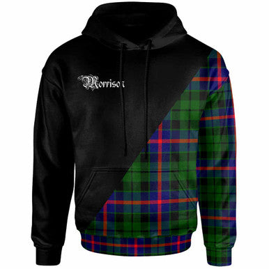 Scottish Morrison Clan Crest Tartan Hoodie - Military Logo Front Side Tartan Plaid