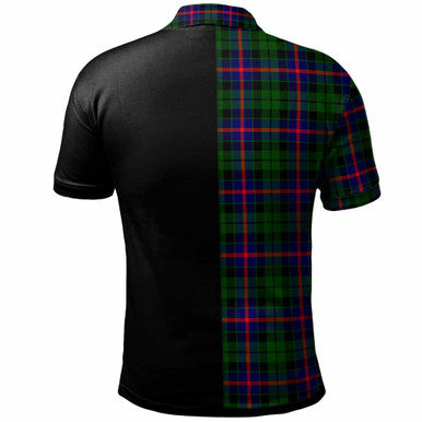 Scottish Morrison Clan Crest Tartan Polo Shirt - Half in Me Back Side Tartan Plaid