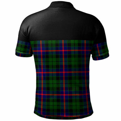 Scottish Morrison Clan Crest Tartan Polo Shirt - Horizontal Style Back Side Tartan Plaid