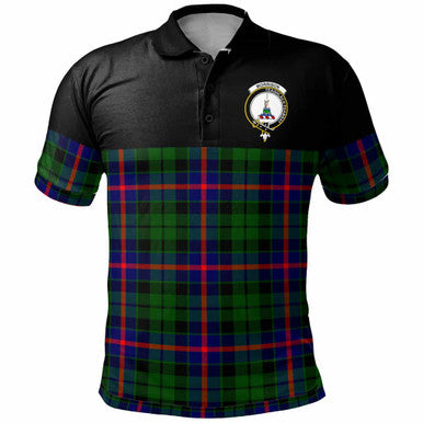 Scottish Morrison Clan Crest Tartan Polo Shirt - Horizontal Style Front Side Tartan Plaid