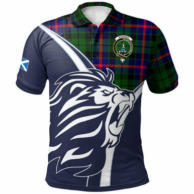Scottish Morrison Clan Crest Tartan Polo Shirt - Scottish Flag With Lion Front Side Tartan Plaid