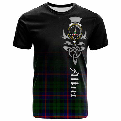 Scottish Morrison Clan Crest Tartan T-Shirt - Alba Gu Brath Family Crest Celtic Inspired Front Side Tartan Plaid