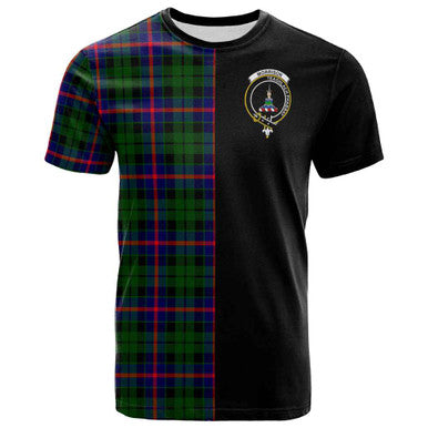 Scottish Morrison Clan Crest Tartan T-Shirt Half in Me Front Side Tartan Plaid