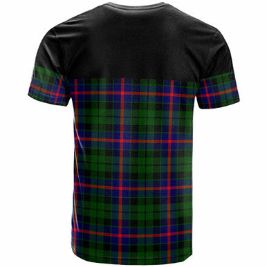 Scottish Morrison Clan Crest Tartan T-Shirt - Horizontal Style Back Side Tartan Plaid