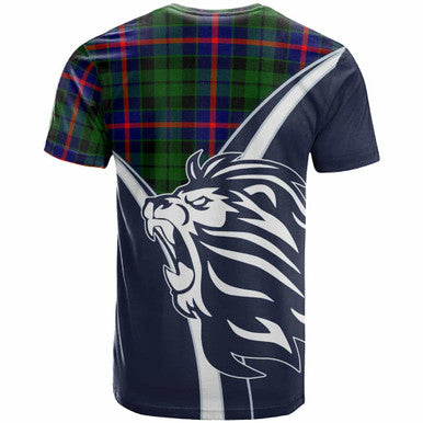 Scottish Morrison Clan Crest Tartan T-Shirt - Scottish Flag With Lion Back Side Tartan Plaid