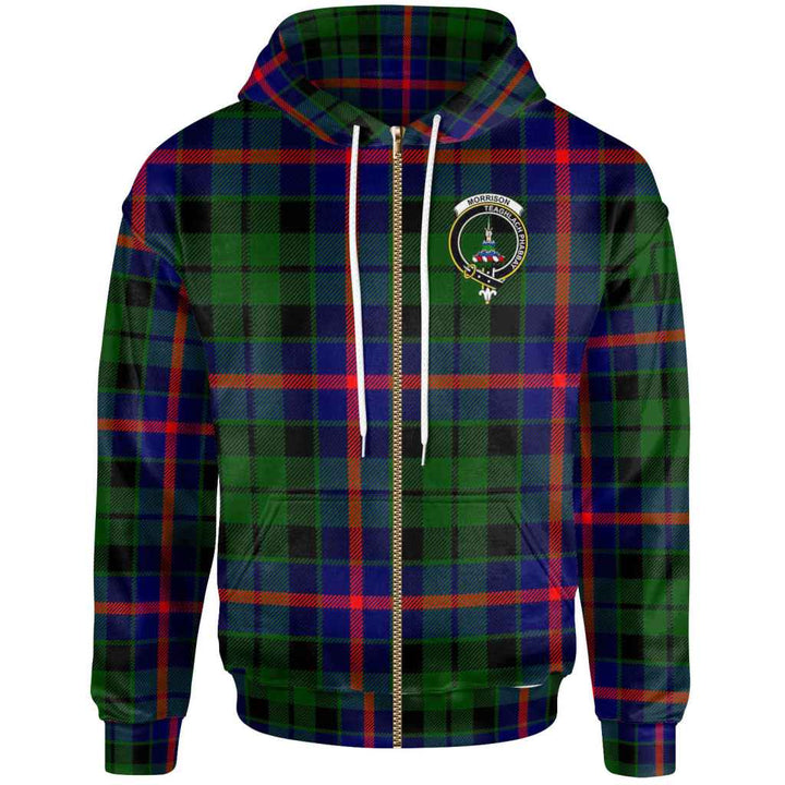 Scottish Morrison Clan Crest Tartan Hoodie Zip Tartan Plaid