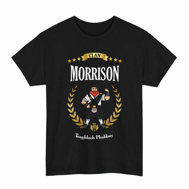 Scottish Morrison Clan Tartan T-Shirt - Motto Scotsman Tartan Plaid Black Color
