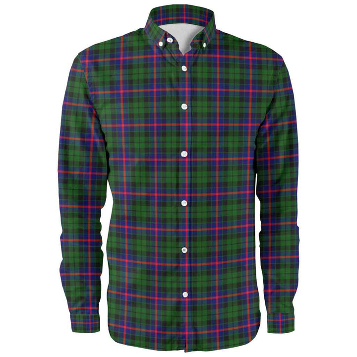 Scottish Morrison Modern Clan Tartan Long Sleeve Shirt Front Side Tartan Plaid