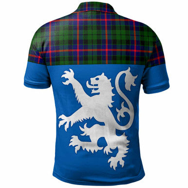 Scottish Morrison Modern Clan Tartan Polo Shirt - Lion Rampant of Scotland With Flag Back Side Tartan Plaid