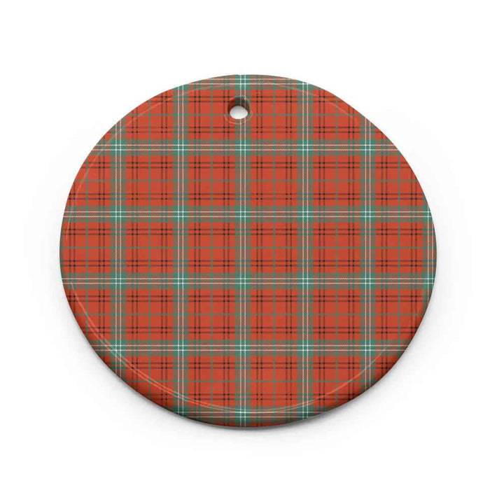 Scottish Morrison Red Ancient Clan Tartan Ceramic Ornament Circle Shape Tartan Plaid