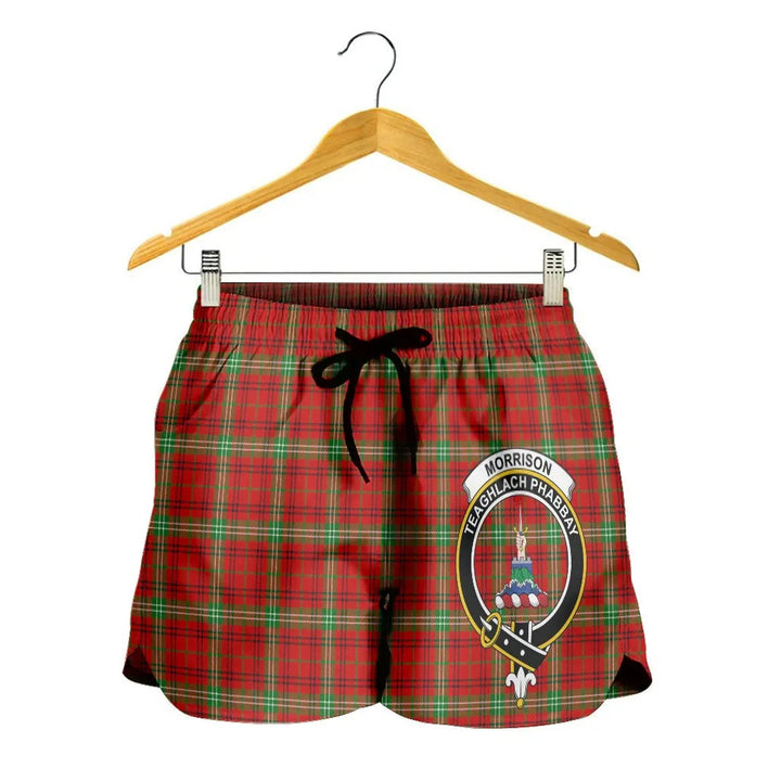 Scottish Morrison Red Modern Clan Crest Tartan Women Shorts
