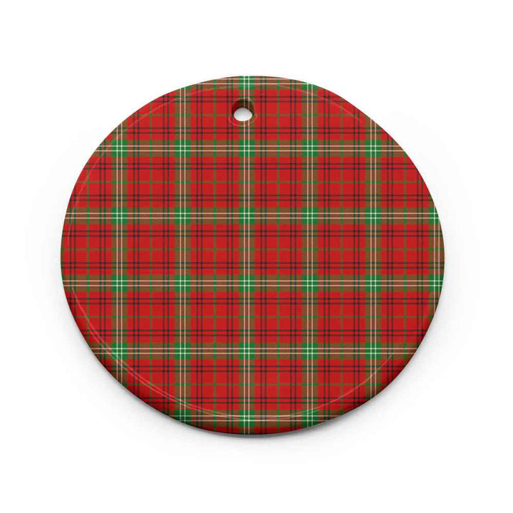 Scottish Morrison Red Modern Clan Tartan Ceramic Ornament Circle Shape Tartan Plaid