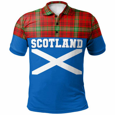 Scottish Morrison Red Modern Clan Tartan Polo Shirt - Lion Rampant of Scotland With Flag Front Side Tartan Plaid