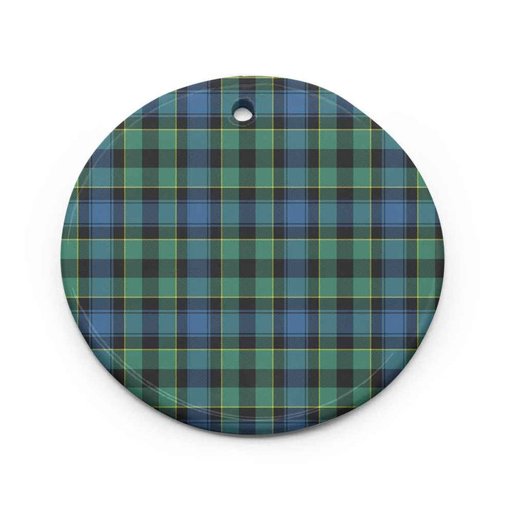 Scottish Mouat Clan Tartan Ceramic Ornament Circle Shape Tartan Plaid