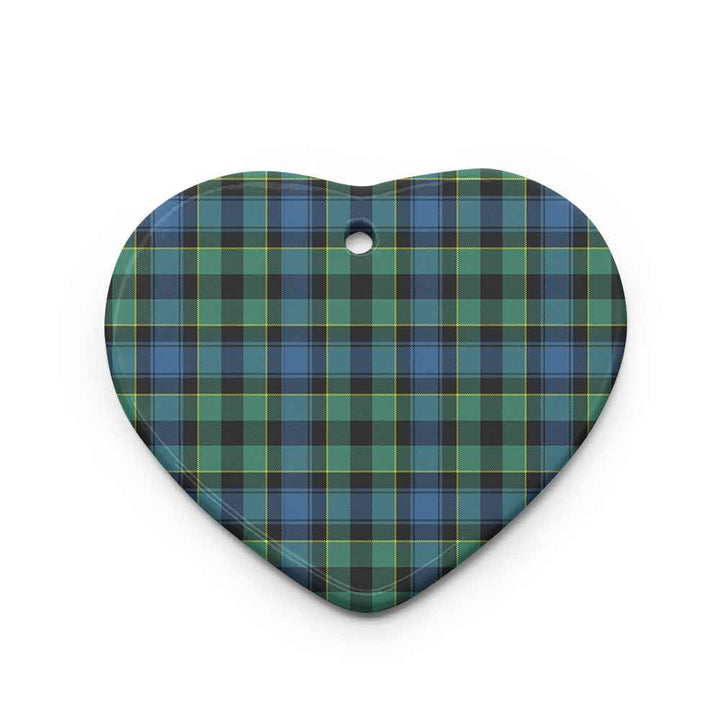 Scottish Mouat Clan Tartan Ceramic Ornament Heart Shape Tartan Plaid
